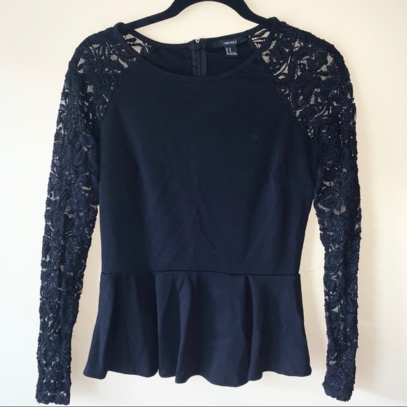 Floral Lace Peplum Top - Picture 1 of 6